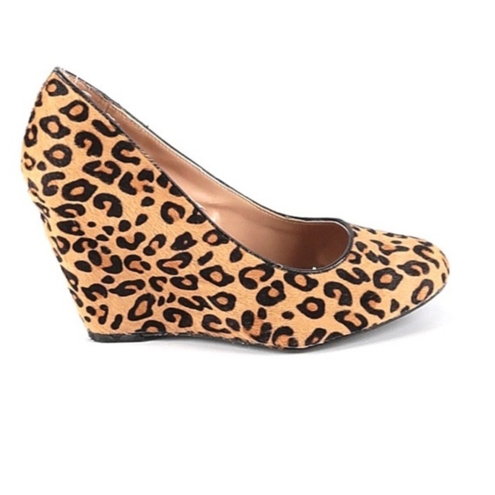 Banana Republic Calf Hair Leopard Print Wedge 7.5